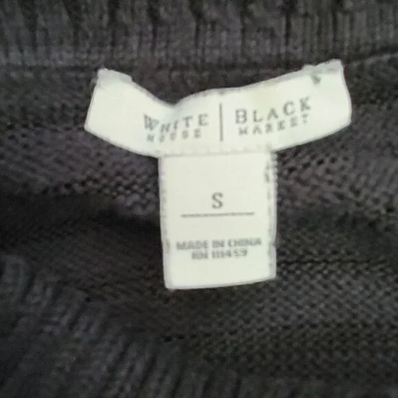 WHITE HOUSE BLACK MARKET BLACK STRIPED RIBBED KNIT COWL NECK SWEATER, SIZE S - Picture 9 of 11